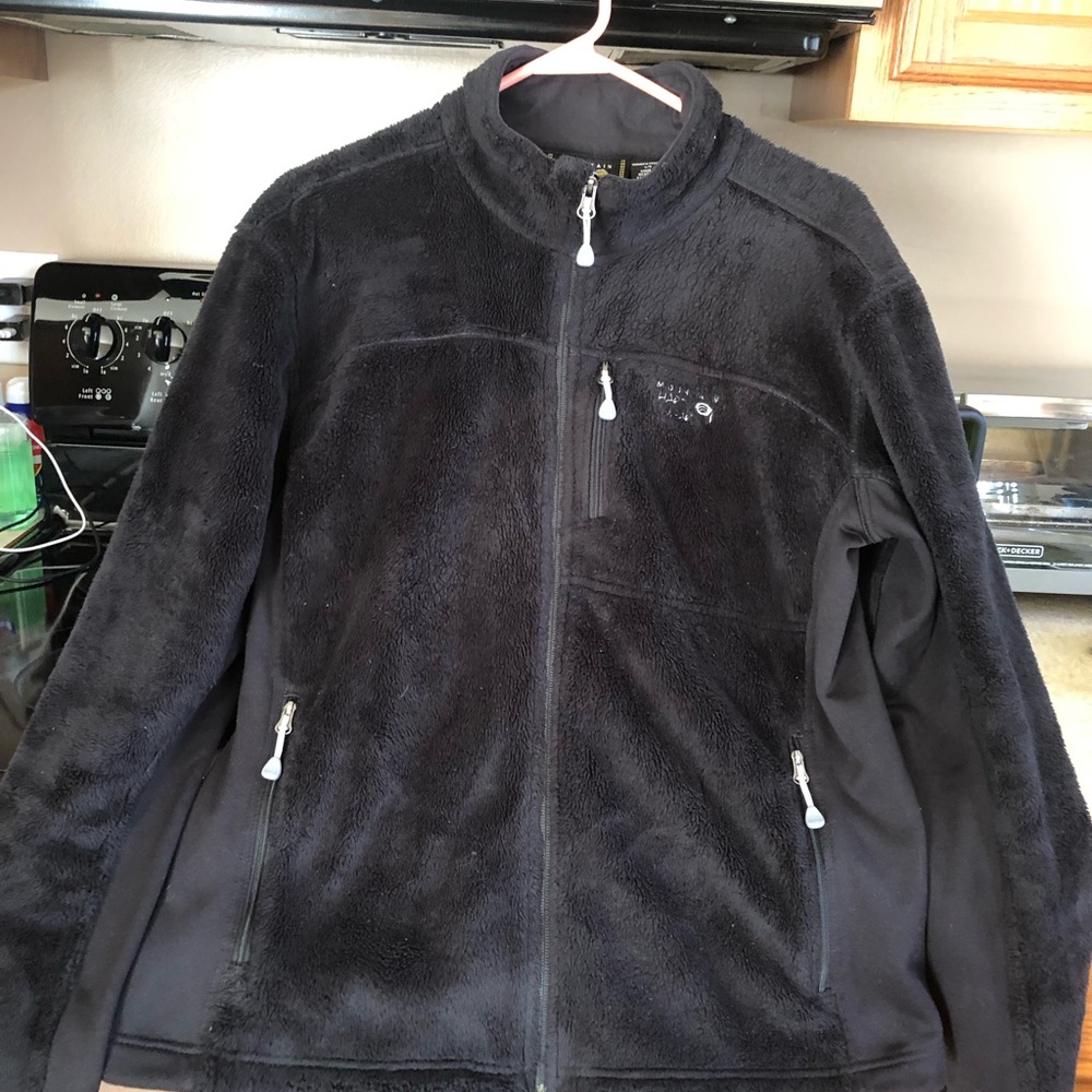 Mountain Hardwear Black Fleece Jacket with White Branding